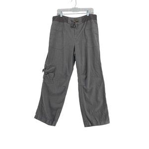 Soft Surroundings Wide Leg Cargo Pants Women's Size L Gray Weekend Linen Blend‎
